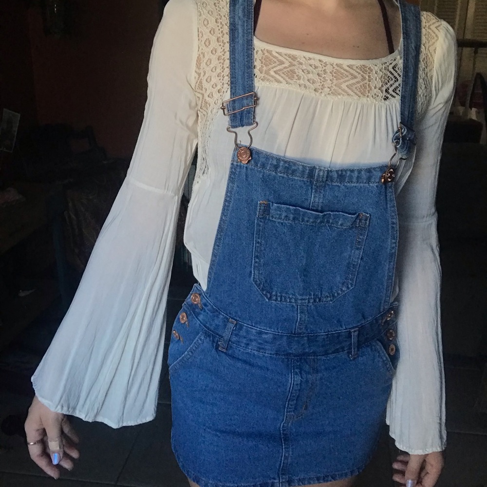jean skirt overalls hardly worn